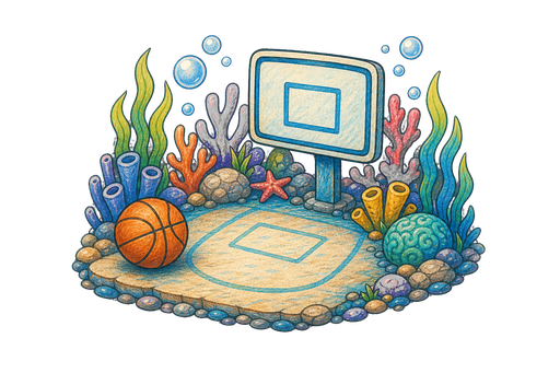 Hand Drawn Reef themed court.
